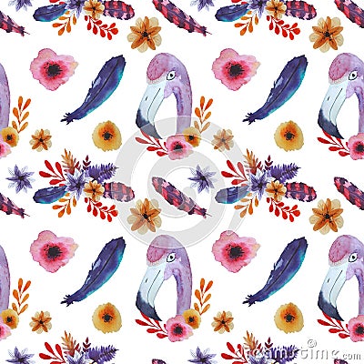 Bright Pattern with flamingo Stock Photo