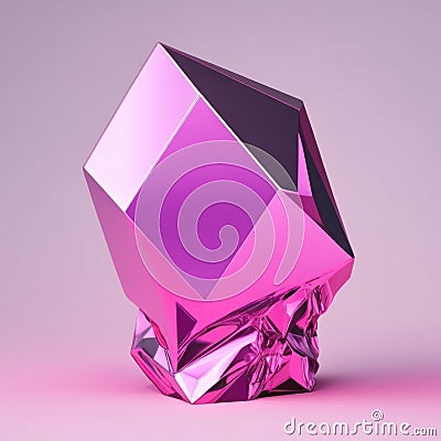 bright pink angular amethyst with sharp edges and a glossy finish podium, empty showcase for packaging product Stock Photo