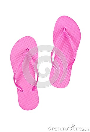 Bright Pink Flip Flops Isolated on White Stock Photo