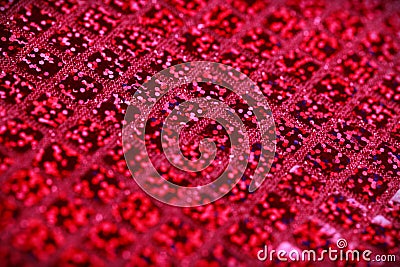 Bright pink fuchsia glitter squares sequin fabric background Stock Photo