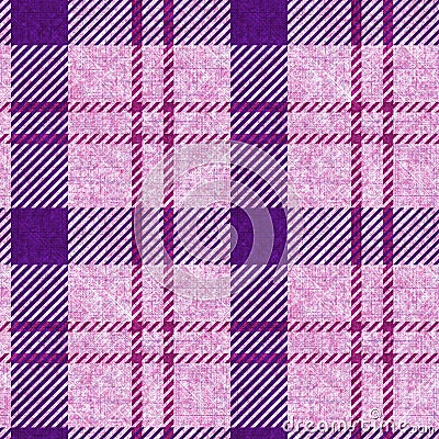 Bright pink summer woven plaid texture. Seamless woollen feminine style plaid fabric cloth. Rustic classic checkered Stock Photo