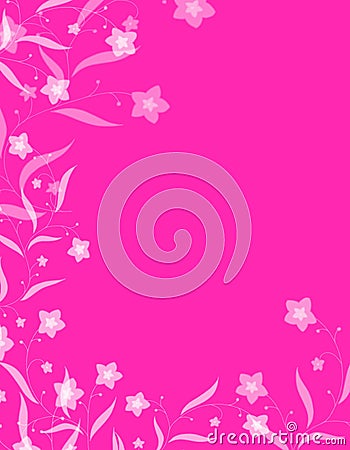 Bright Pink White Flowers Background Cartoon Illustration