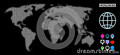 Dotted Halftone World Map Vector Illustration
