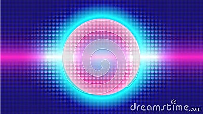 The bright planet with lightning ring. Granule textured Vector Illustration