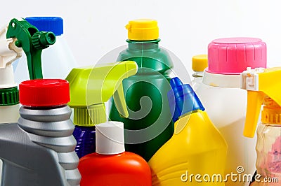 Bright Plastic Bottles Stock Photo