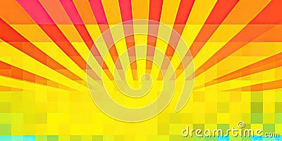 Bright pop art background with sun rays and pixelation. Generative ai Stock Photo