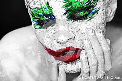 Bright portrait of girl with an unusual make-up. Horror. Halloween Stock Photo