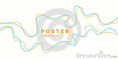 Bright poster with dynamic waves. Illustration minimal flat style Vector Illustration