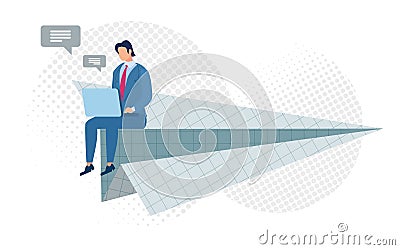 Bright Poster Light Flight Virtual Thought Flat. Vector Illustration