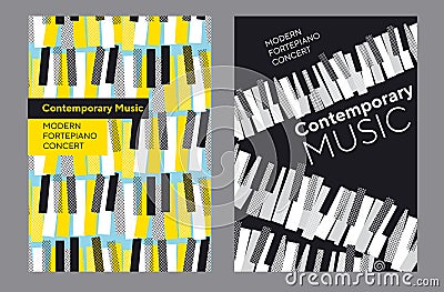 Bright poster set for piano music concert Vector Illustration