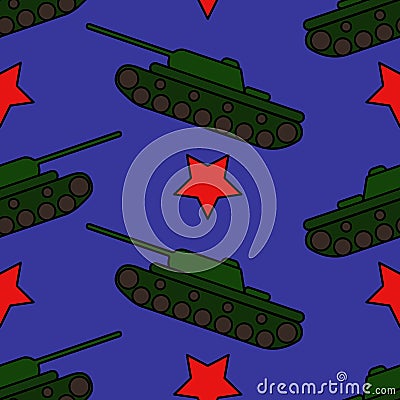 Vector illustration. Seamless pattern with green tanks Vector Illustration