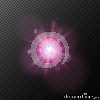 A bright purple flash isolated on a transparent background. Flash, highlight for your project. Footage for photos and video. Vecto Cartoon Illustration