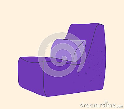 Bright, purple, modern colorful comfortable Armchair. Upholstered furniture for rest and relaxation Vector Illustration