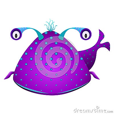 Bright Purple Whale with Spots Illustration Vector Illustration