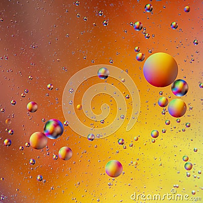 Bright rainbow bubbles abstract background. Oil and water abstract pattern. Stock Photo