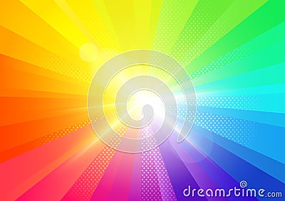 Rainbow Burst Rays Background Vector Illustration