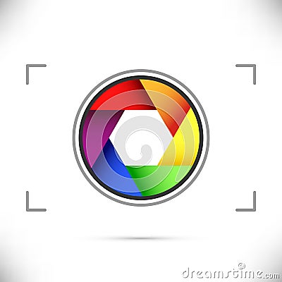 Bright rainbow camera shutter diaphragm Vector Illustration