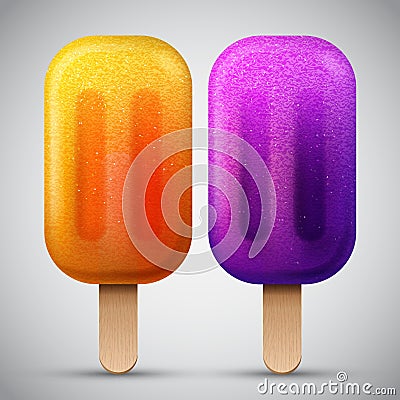 Bright realistic homemade frozen popsicle Vector Illustration