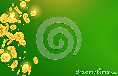 Bright green background with shining golden highlights. Poster for a casino Vector Illustration