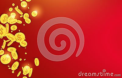 Bright red background with shining golden highlights. Poster for a casino Vector Illustration