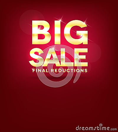 Bright red big sale poster, beautiful golden desig Vector Illustration