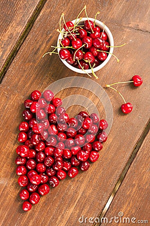 Bright red freshly picked early sweet cherries Stock Photo