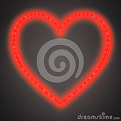 Bright Red Neon Heart Stock Photo