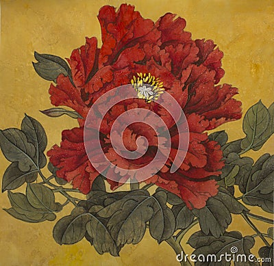 Bright red peony Stock Photo