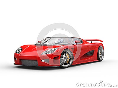 Bright red sports car on white background Stock Photo