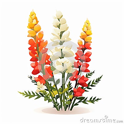 Flat Vector Infographic: Snapdragon And Daisy Flowerheads On White Background Stock Photo