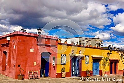 Colorful colonial houses. Oaxaca, Mexico Stock Photo