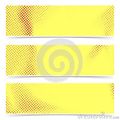 Bright red yellow old style pop art banners collection. Comic bo Vector Illustration