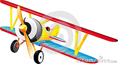 Bright retro biplane Vector Illustration