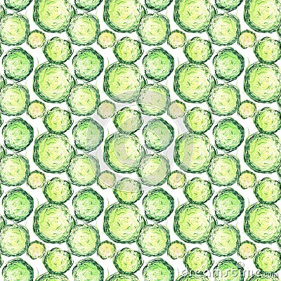 Bright ripe tasty delicious beautiful green agriculture summer salad cabbage chopped and sliced pattern watercolor hand illustrati Cartoon Illustration