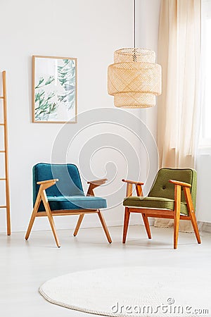 Bright room with handmade lamp Stock Photo