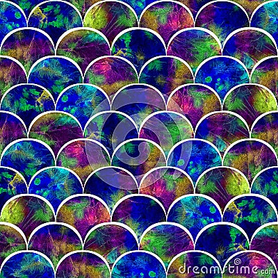 Bright scales shapes abstract grunge color palete peacock inspired Stock Photo