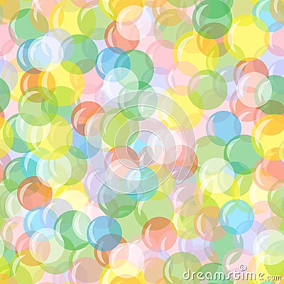 Bright seamless background with balloons, circles, bubbles. Festive, joyful, abstract pattern. For greeting cards, wrapping paper Vector Illustration