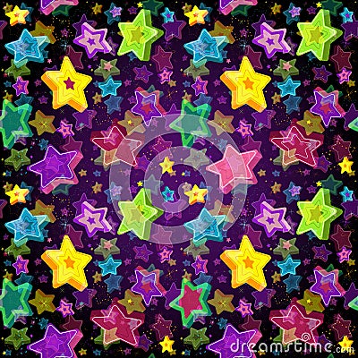 Bright seamless pattern Christmas Star Vector Illustration