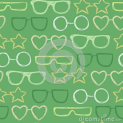 Bright seamless pattern with hand drawn sunglasses. Beautiful design elements, perfect for prints and pattern. Vector Illustration