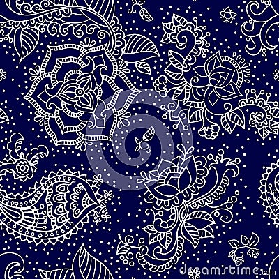 Bright seamless pattern in paisley style Vector Illustration