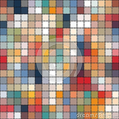 Bright seamless pattern from stitched colorful blocks. Patchwork design. Textile print Vector Illustration