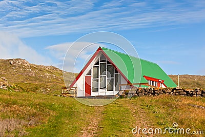 Bright Siding Houses in Small Iceland Town Stock Photo