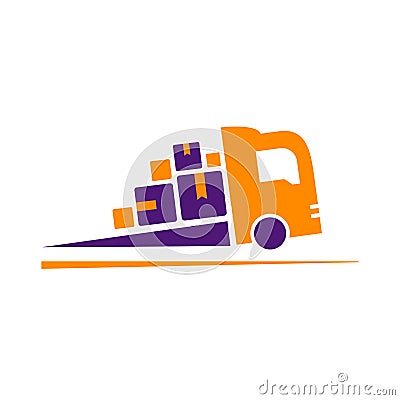 Delivery truck flat vector icon isolated on white. Vector Illustration