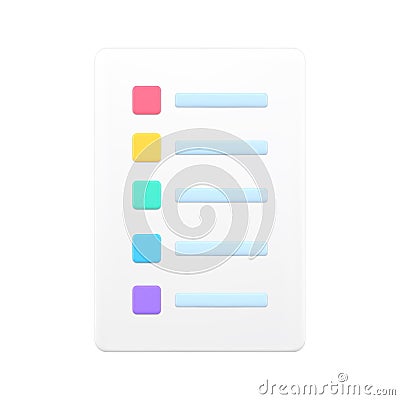 Bright simple check list icon 3d vector illustration checklist with line and checkmark for checking Vector Illustration