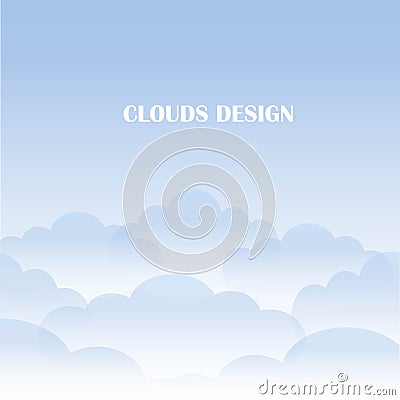 Bright sky background. Blue and white clouds on blue sky. Vector Vector Illustration