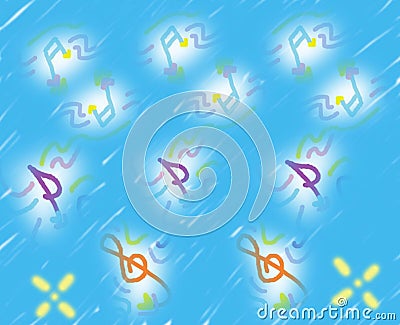 Bright soft colorful musical notes design Stock Photo