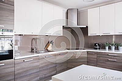 Bright spacious kitchen Stock Photo
