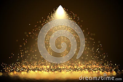 Bright spotlight with falling glowing sparkles Stock Photo