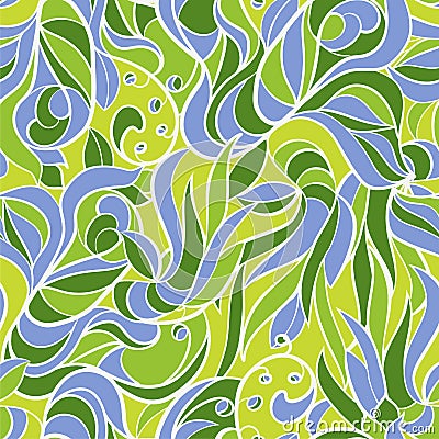 Bright spring floral pattern, universal seamless doodle background Vector Illustration