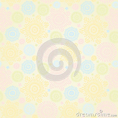 Bright spring seamless pattern with flowers and leaves. Vector Illustration